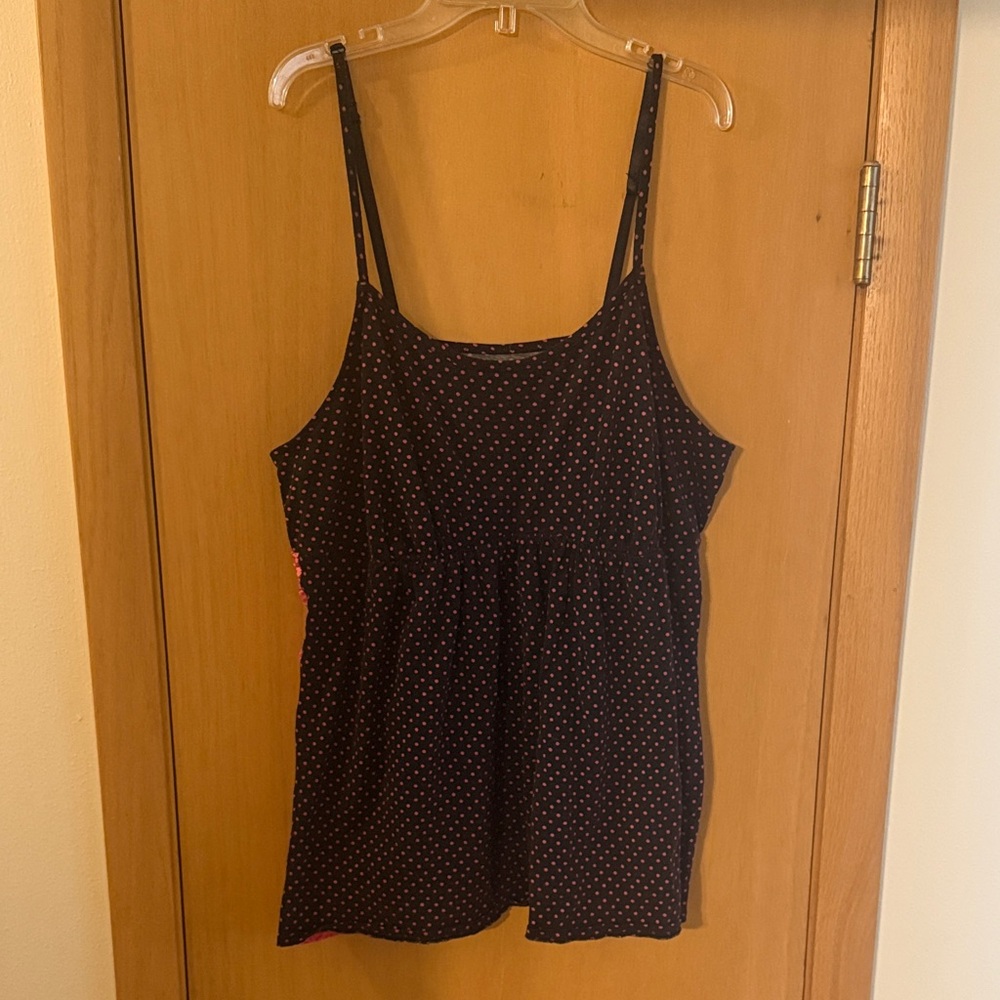 Cacique Sleepwear Women’s Polka Dot Lace Y2K Sleep Tank Top Pink Size 18/20